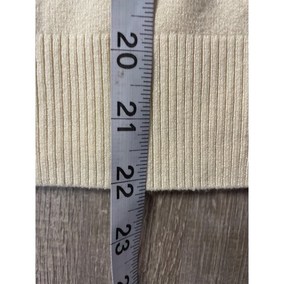 Max Studio Cream Knit Silk Blend Fitted Top with Feathery Boa Neckline Sz S - Picture 8 of 9